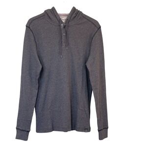 Flag & Anthem Mauldin Small Hoodie Sweatshirt Gray Heather Drawstring Button New